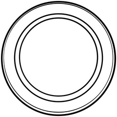 Minimal Line Art Plate Vector Illustration Isolated on White Background