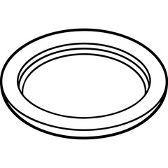 Minimal Line Art Plate Vector Illustration Isolated on White Background