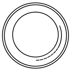 Minimal Line Art Plate Vector Illustration Isolated on White Background