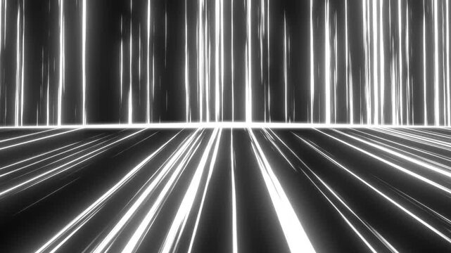 Neon Cyberpunk Light Curtain and 3D Hypercube Abstract