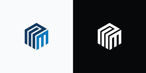 monogram logo featuring stylized letter “M” in an isometric cube form. The clean lines and professional design convey precision, strength, and stability, making it ideal for corporate identity, financ