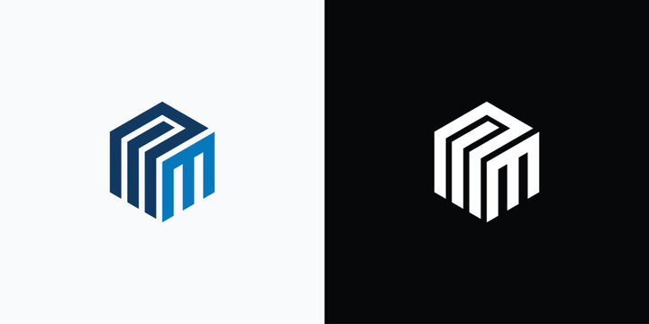 monogram logo featuring stylized letter &ldquo;M&rdquo; in an isometric cube form. The clean lines and professional design convey precision, strength, and stability, making it ideal for corporate identity, financ
