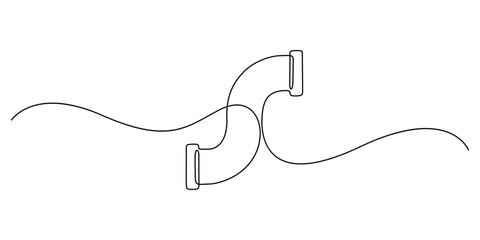 Obraz premium Plastic pipe continuous one line art vector illustration