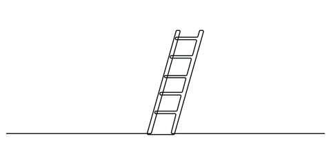 Ladder continuous one line drawing, Single one line draw ladder. Minimal outline ladder. Vector illustration