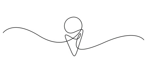 Obraz premium Cone ice cream continuous one line drawing graphic illustration