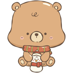 teddy bear with snowman 