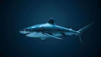 Great White Shark Side View with Sharp Teeth and Streamlined Body