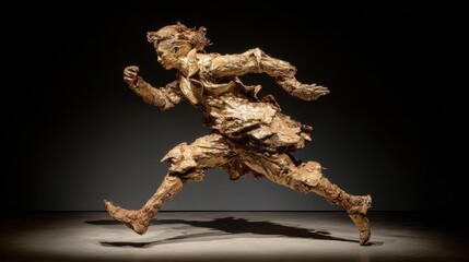 Bronze Abstract Figure in Dynamic Running Motion