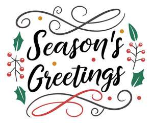 Season’s Greetings elegant calligraphy, holiday vector lettering