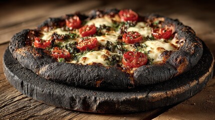 Close Up Of Delicious Pizza On A Rustic Stone Base