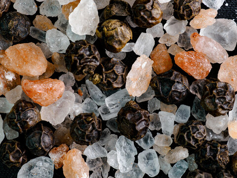 Salt and pepper close-up macro