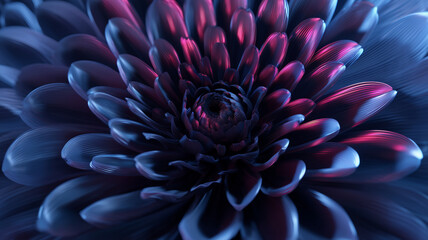 Dark Blue Dahlia Flower with Pink Purple Highlights