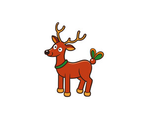 cartoon Reindeer silhouette with Christmas bells, editable vector design 