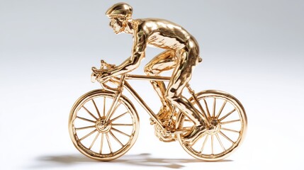 Golden cyclist statue symbolizing victory, endurance, and human achievement