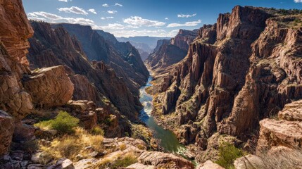 Fototapeta premium Scenic view of a canyon with river day