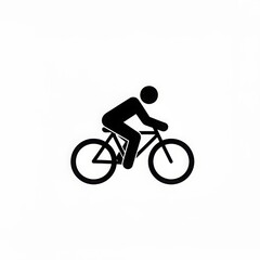 Naklejka premium Silhouette of a cycler on a bicycle, representing fitness and outdoor activity, isolated on white background.