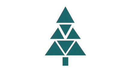 Obraz premium Geometric Teal Christmas Tree On Black Background