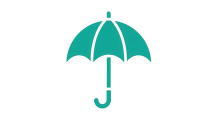 Teal Umbrella Icon On Black Protection Safety Insurance Symbol