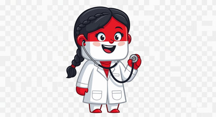 Cartoon Doctor with Indonesian Flag Design Holding Stethoscope 1.