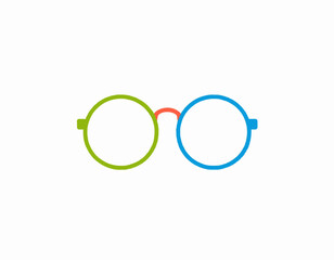 Round eyeglasses simple line art green blue lenses optical style vision care high quality professional