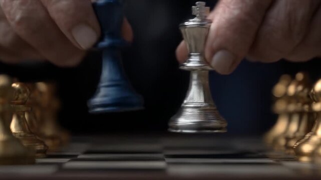 Chess game two kings confront on the board strategic planning