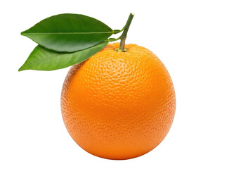 Fresh ripe orange fruit with green leaves isolated on transparent background