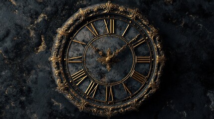 Obraz premium Ornate antique clock on dark textured background