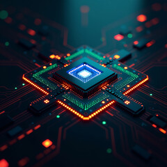 Fototapeta premium Echoes of Tomorrow: Reflective Tech Landscape