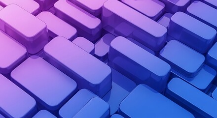 Abstract geometric gradient pattern of rounded rectangular shapes with blue and purple hues