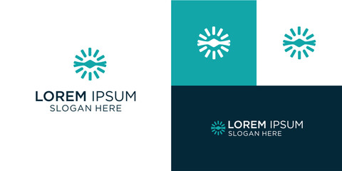 Elegant sunburst logo design with wavy lines for a modern brand identity, perfect for eco-friendly businesses or travel agencies seeking a vibrant and memorable visual symbol