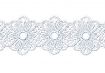 White floral lace trim isolated on a transparent background