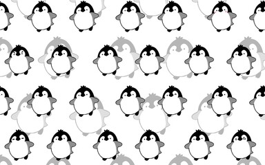 ペンギンがたくさん並んだかわいい背景イラスト パターン