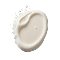 Creamy white skincare product smear on a black background. Detailed texture visible