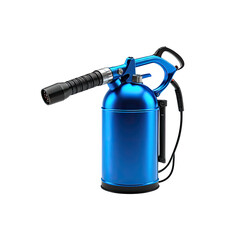 Obraz premium Blue fire extinguisher, angled nozzle, black grip, handle, pressure gauge