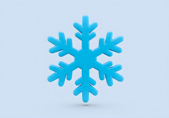 Blue snowflake icon. 3d rendering isolated on white background.