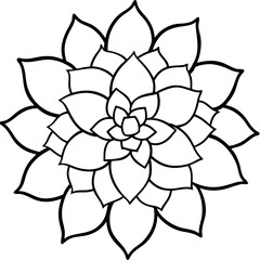 Minimal Garden Bloom Pattern Line Art Vector on White Background