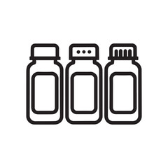 Minimal Line Art Icon of Three Bottles for Spices or Medicine