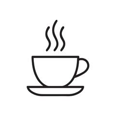 Hot Coffee Cup with Steam Line Vector Icon
