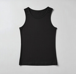 Black Tank top Front View on Gray Background
