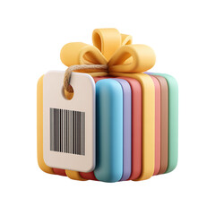 Colorful Gift Box Present with tag.