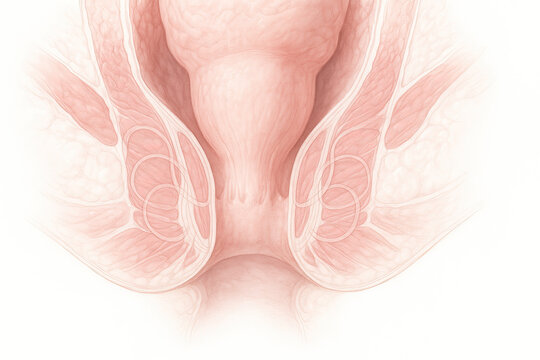 Anatomical illustration of the anal canal and sphincters