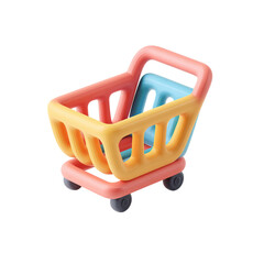 Colorful 3D Shopping Cart Isolated on Black Background.