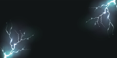 Elegant Thunder and lightning isolated on black background. vector