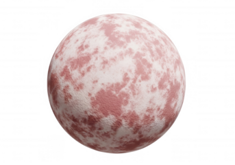 Textured pink and white sphere isolated on a transparent background