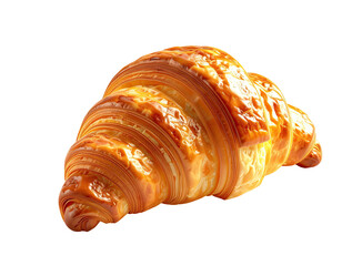 Golden-brown, flaky pastry isolated on a dark background, freshly baked