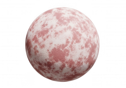 Textured pink and white sphere isolated on a transparent background