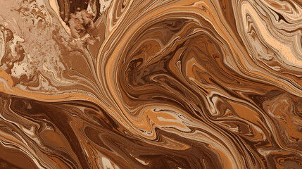 A vibrant, abstract, melted chocolate background with swirling patterns and subtle cocoa powder dust.