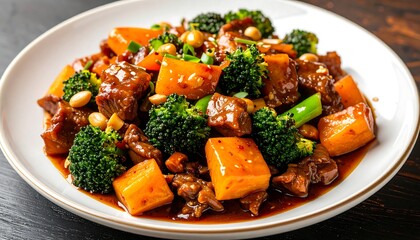 Delicious Broccoli and Butternut Squash Stir-Fry with Savory Sauce.