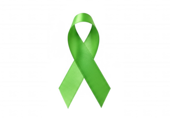 Green awareness ribbon isolated on a transparent background