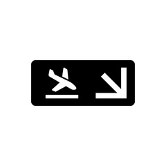 Obraz premium Black Airport Arrival Landing Direction Arrow Flat Sign